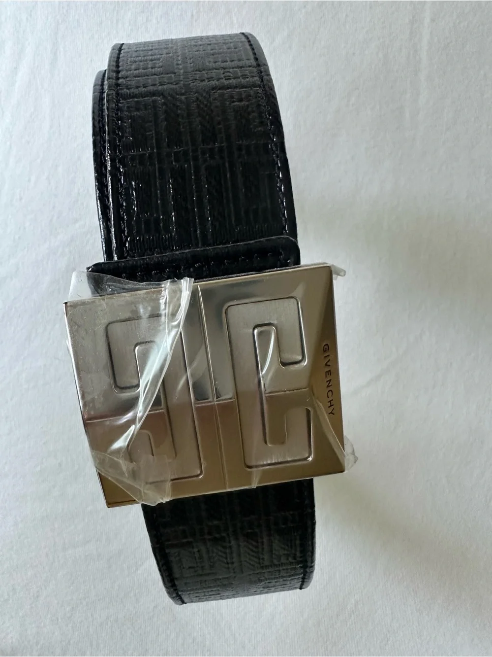 Givenchy 4G Logo print  Engraved pattern Leather Belt with Silver 4G logo Buckle